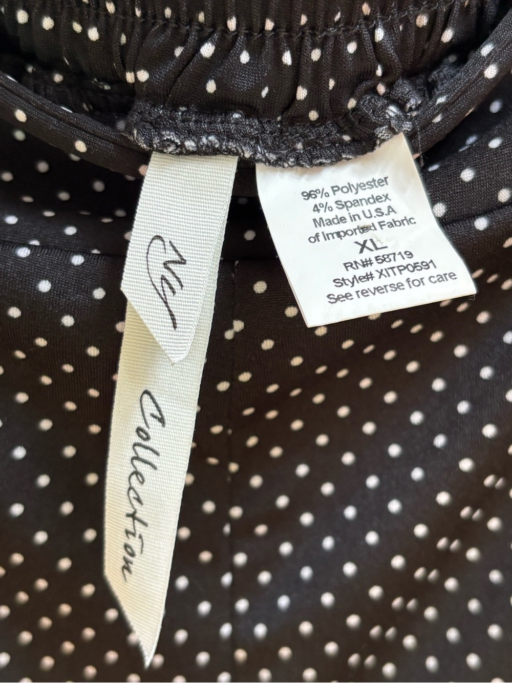 NY Collection Black & White Wide-Leg Polka Dot Pull-On Pants, Size XL, NWT - Picture 4 of 5